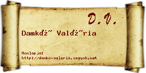 Damkó Valéria névjegykártya